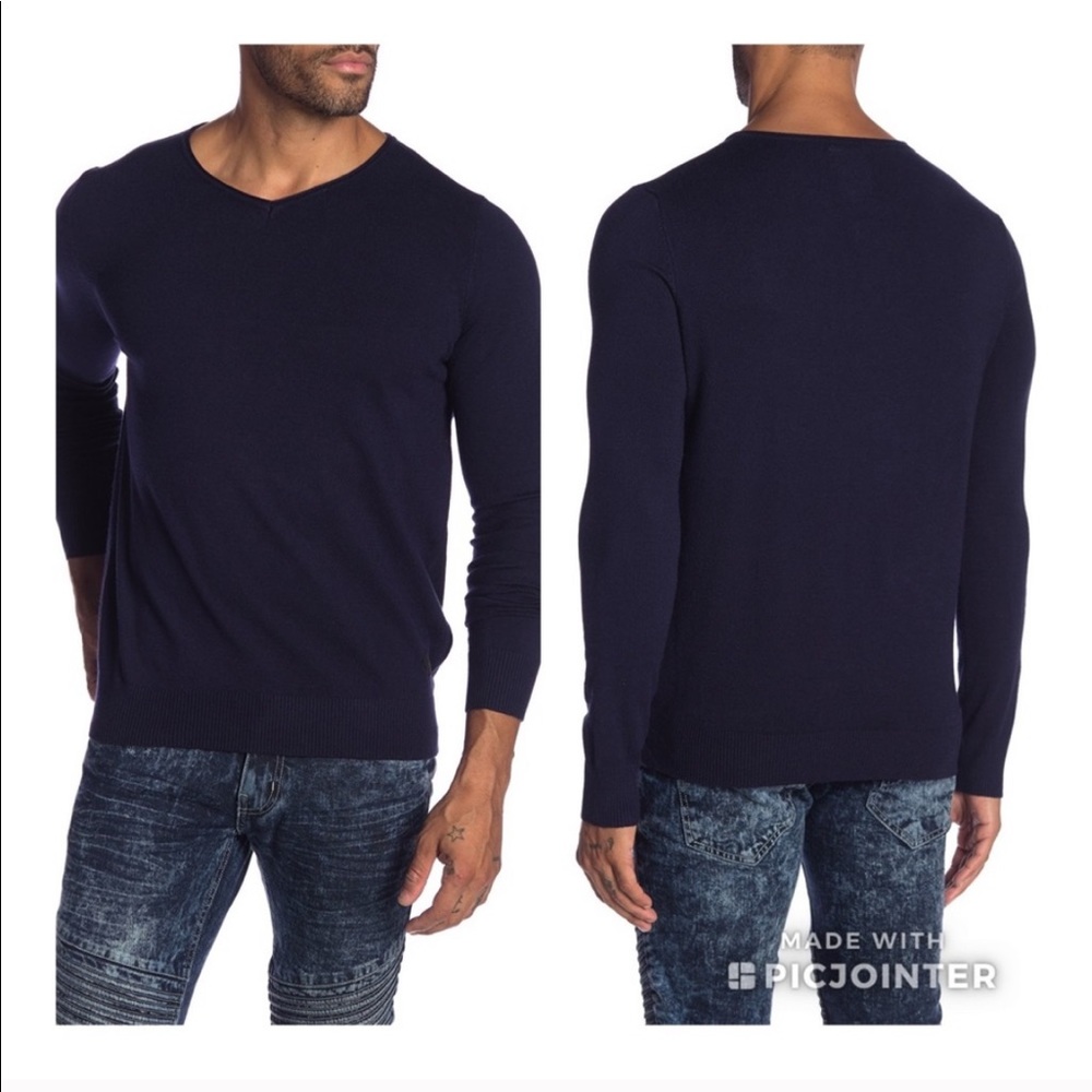 Navy V Neck Fitted Sweater NWT XRay M Blue X Ray